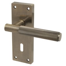 Exel Antique Brass Knurled Keyhole Lock Door Handle - Remi Range - 155 x 55mm