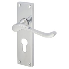 Exel Polished Chrome Victorian Scroll Euro Lock Door Handle - 155 x 42mm