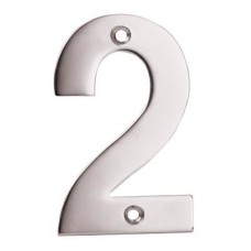 Exel 100mm Screw Fix Door Numeral - 2 - Satin Stainless Steel