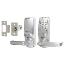 Codelocks CL5010 Digital Code Lock and Latch with Key Override - Brushed Steel