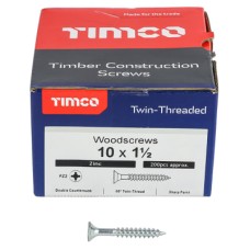 TIMCO Twin Threaded Pozi Countersunk Wood Screws - 10 x 1 1/2