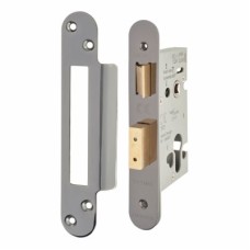 Hampstead Architectural Euro Profile Sashlock - 65mm Case - 44mm Backset - Radius - Black Nickel
