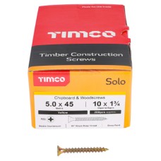 TIMCO Solo Chippy Pozi Countersunk Wood Screws - 5.0 x 45mm - Yellow Zinc - Pack of 200
