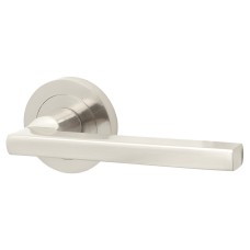 Exel Satin Nickel Door Handles on Round Rose - Lexi Range 