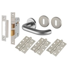 Exel 19mm Return to Door 3 Lever Sashlock Door Handle on Rose Kit - Stainless Steel