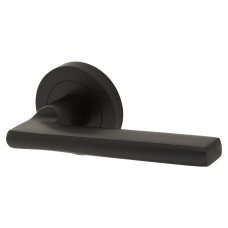 Exel Matt Black Door Handles on Round Rose - Lexi Range 