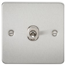 Knightsbridge 10AX 1 Gang 2 Way Flat Plate Toggle Light Switch - Brushed Chrome