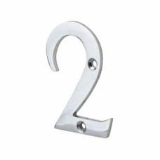 76mm Screw Fix Door Numeral - 2 - Polished Chrome