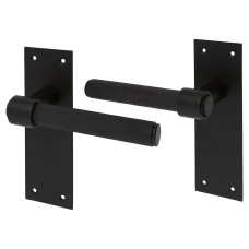 Exel Matt Black Knurled Latch Door Handle - Loxley Range - 150 x 50mm