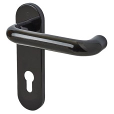Hoppe AR600/23 Ebony Black Nylon Steel Core Euro Lock Door Handle - 72mm c/c - Paris Range