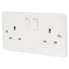 Exel 13A 2 Gang Double Pole Switched Socket - White 