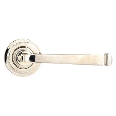 From The Anvil Polished Nickel Door Handles on Round Art Deco Rose - Avon Range 