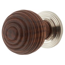 From The Anvil Beehive Ball Cabinet Knob - 35mm Diameter - Rosewood - Polished Nickel Rose