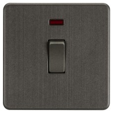 Knightsbridge 20A 1 Gang Double Pole Screwless Flat Plate Appliance Switch with Neon - Smoked Bronze
