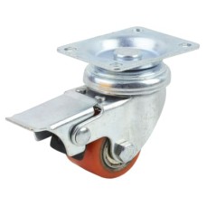 Coldene Super Low Level and High Load Castor - Swivel Braked - 120kg Max - 35mm Diameter - Red