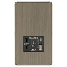 Knightsbridge 230V Shaver Socket with Type A/C USB Ports - 2.4A - Antique Brass