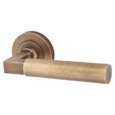 Burlington BUR30 Antique Brass Door Handles on Round Knurled Rose - Westminster Range 
