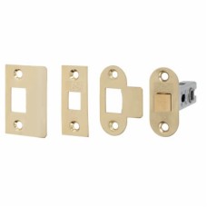 Exel Contract Bolt Through Tubular Latch - 67mm Case - 46mm Backset - Radius - Polished Brass