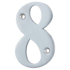 79mm Screw Fix Door Numeral - 8 - Satin Chrome