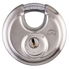 Squire Disc Padlock - 70mm Body - 17 x 17.5mm Shackle - Keyed to Differ - Silver