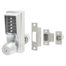 dormakaba Unican 1000-4 1041 Heavy Duty Push Button Code Lock and Latch & Key Override - Sat Chrome