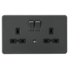 Knightsbridge 13A 2G DP Switched Socket with Photocell Nightlight Function - Anthracite/Black