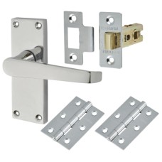 Exel Budget Straight Latch Door Handle Kit - Short Plate - Polished Chrome