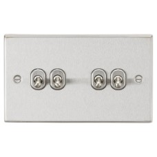 Knightsbridge 10AX 4 Gang 2 Way Toggle Light Switch - Brushed Chrome