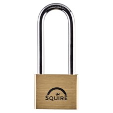 Squire Lion Open Long Shackle Padlock - 50mm Body - 65 x 28mm Shackle - Brass