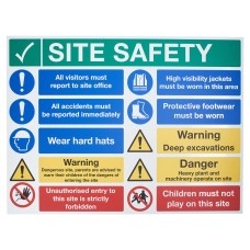 Exel Site Safety Notice All Visitors Must Sign - 800 x 600mm - Rigid Plastic