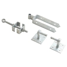 Heavy Duty Adjustable Field Gate Hinge Set On Plates - 300 x 85mm - Galvanised