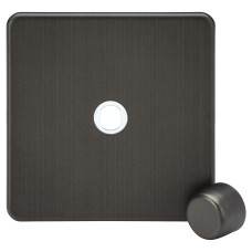 Knightsbridge 1 Gang Screwless Flat Dimmer Plate with Metal Dimmer Cap - Smoked Bronze