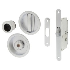 ECLISSE Essentials Round Privacy Handle Set with Lock - Satin Chrome