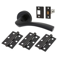 Serozzetta by Carlisle Brass Sines Latch Door Handle on Rose Ultimate Door Kit - Matt Black