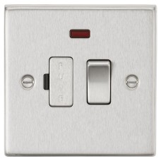 Knightsbridge 13A 1 Gang Square Edge Switched Fused Spur with Neon - Brushed Chrome