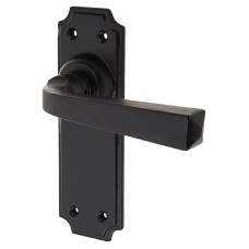 Olde Forge Smooth Black Latch Door Handle - York Range - 152 x 48mm
