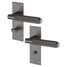 Serozzetta by Carlisle Brass Matt Bronze Knurled Bathroom Door Handle - Varese Range - 130 x 55mm