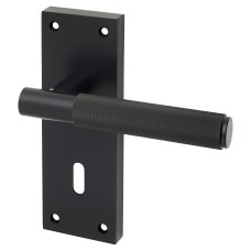Exel Matt Black Knurled Keyhole Lock Door Handle - Remi Range - 155 x 55mm
