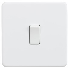 Knightsbridge 10AX 1 Gang Screwless Flat Plate Double Pole Light Switch - Matt White