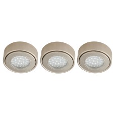 Exel Rome 1.5W LED Round Cabinet Downlight - 4000K Cool White - Satin Nickel - Pack of 3