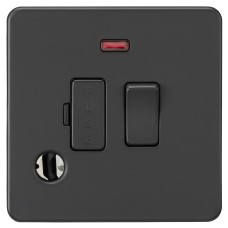 Knightsbridge 13A 1 Gang Screwless Switched Fused Spur with Neon & Flex Outlet - Anthracite Grey