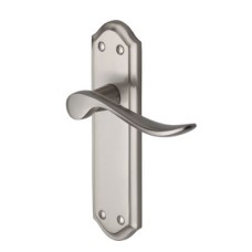 Heritage Brass by M Marcus Satin Nickel Scroll Latch Door Handle - Sandown Range - 180 x 48mm