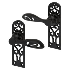 Olde Forge Antique Black Cottage Keyhole Lock Door Handle - 134 x 38mm