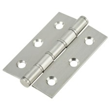 Washered Stainless Steel Butt Door Hinge - 76 x 51 x 2mm - Satin Stainless - Pair