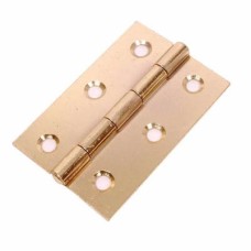 Steel Butt Door Hinge - 100 x 67mm - Polished Brass - Pair
