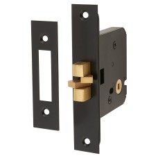 Jedo Sliding Door Bathroom Lock - 76mm Case - 56mm Backset - Matt Black