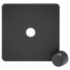 Knightsbridge 1 Gang Screwless Flat Dimmer Plate with Metal Dimmer Cap - Anthracite
