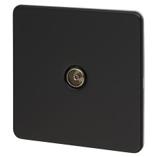 Knightsbridge 1 Gang Screwless Flat Plate Non Isolated TV Outlet - Matt Black