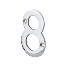 76mm Screw Fix Door Numeral - 8 - Polished Chrome