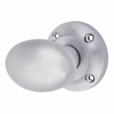 Oval Mortice Door Knob - 57mm Rose Diameter - Satin Chrome